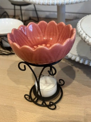 Candle Holder Large - White Deer or Flower Warmer